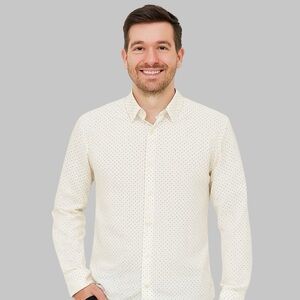 STANTT Men's Cream and Black Dot Shirt Size 16.5